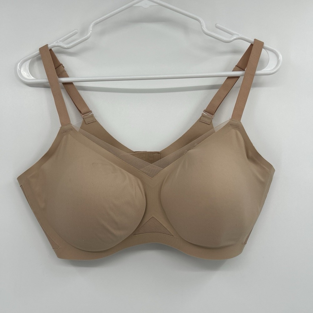 Honeylove Womens Crossover Wireless Bra Size XL 38D/DD Nude Soft smooth